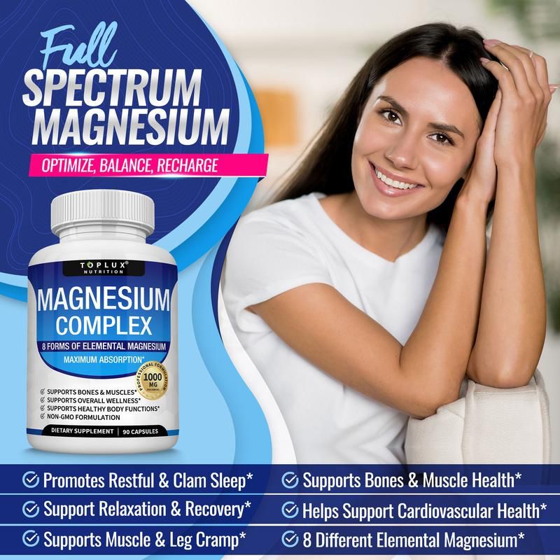 Magnesium Complex 1000MG – Advanced 8-in-1 High Absorption Formula